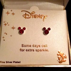 Disney Mickey Mouse Silver Plated Earrings in Red